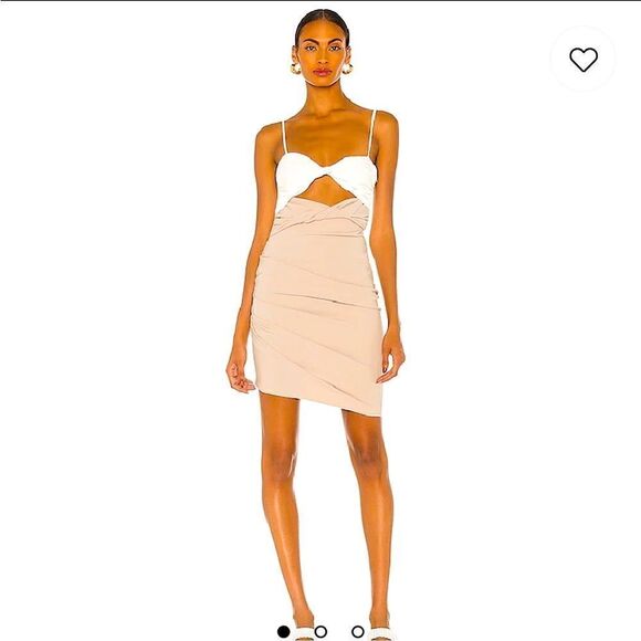 EUC The Bar Bo Dress in White and Tan Sz. 4 - Picture 1 of 8